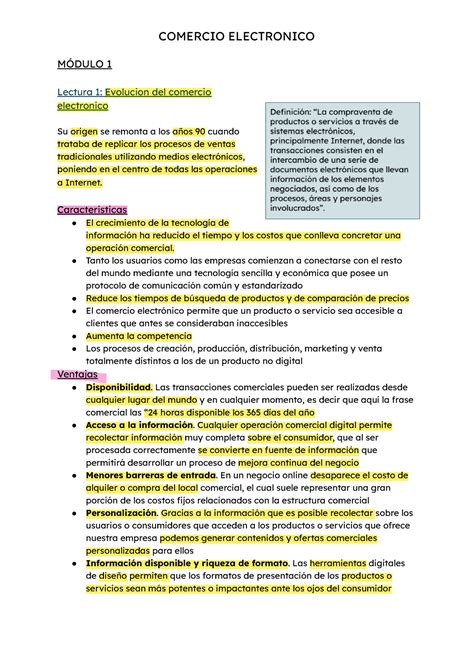 Modulo 1 Y 2 Comercio Resumen M1 Y M2 MÓdulo 1 Lectura 1 Evolucion