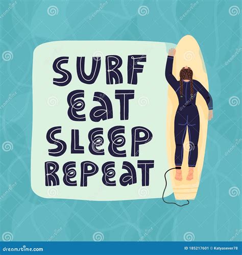 Surf Sun Repeat Hand Drawn Doodle Summer Vacation Illustration T