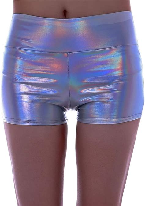 Arlita Women S Faux Leather Shorts Shiny Metallic Dance Rave Booty Shorts Hot Pants Amazon Ca