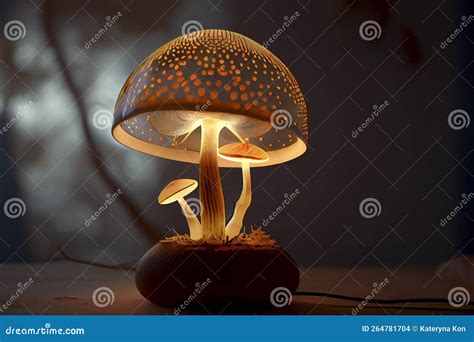 Desk Lamp in Shape of Mushroom, Ai Illustration Stock Illustration - Illustration of nature ...