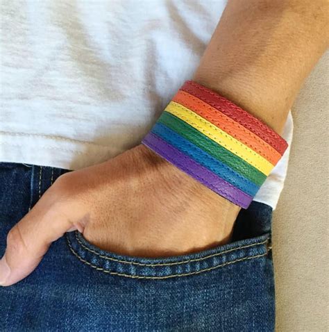 Gay Pride Rainbow Leather Bracelet Cuff LGBTQ Bracelet Lgbt Etsy Gay Pride Jewelry Gay