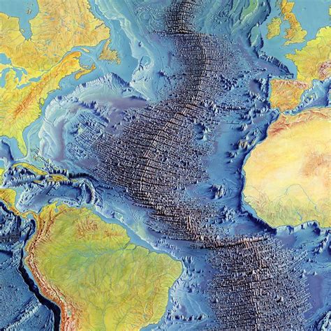 World Ocean Floor Map Vintage World Map Fine Art Print 1977 Topography