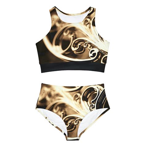 Riviera Gold Sporty Bikini Set Two Piece Black Bathing Suit Free Shipping Etsy
