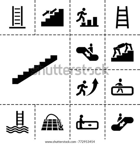 Staircase Icons Set Editable Filled Stock Vector Royalty Free