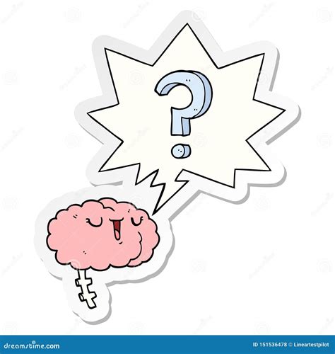 A Creative Cartoon Curious Brain And Speech Bubble Sticker Stock Vector