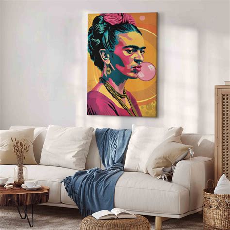 Obraz Frida Kahlo Portret Kobiety Z Gum Balonow W Stylu Pop Art