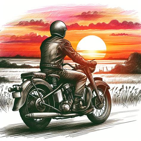 Motorcycle Rider Heading To The Horizon Scenic Journey AI Art