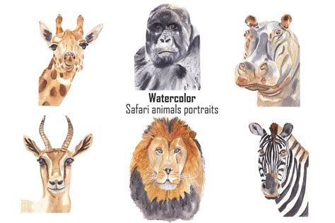 Watercolor Safari Animals Printable Posters Instant Download Nursery ...