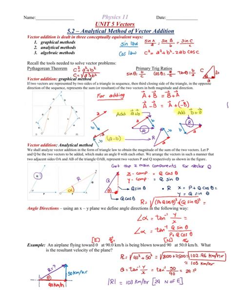 Physics Vector Worksheet at Vectorified.com | Collection of Physics ...