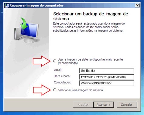 Restaurar O Computador Um Backup De Imagem Do Sistema