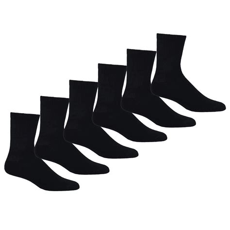 Mens Womens Diabetic Crew Socks Cotton 6 Pack Non Binding Top And Cushion Sole Black 10 13