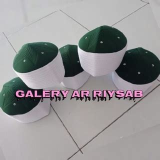 Jual Peci Bulat Putih Hijau Peci Uje Kopiah Solat Indonesia Shopee