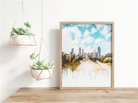 Atlanta Georgia Skyline, Watercolor Painting, Instant Download Wall Art ...