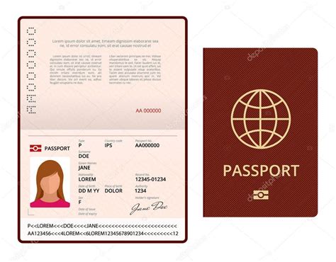 Pictures Editable Passport Template Vector Blank Open Passport