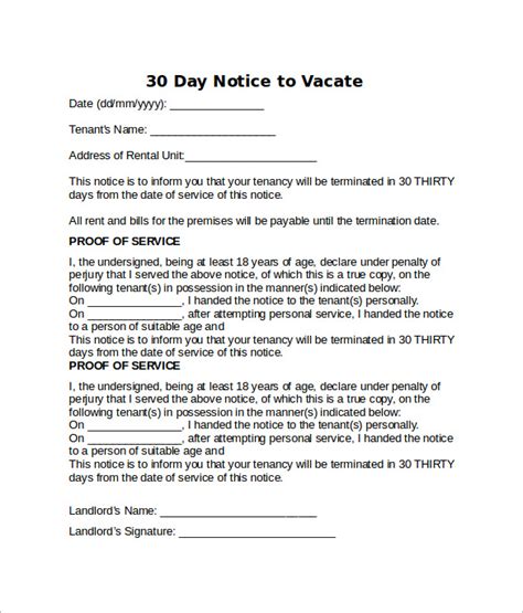 Printable 30 Day Notice To Landlord Printable Templates