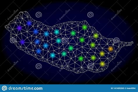 Rede Poligonal Mesh Map Da Ilha De Madeira Os Pontos Claros