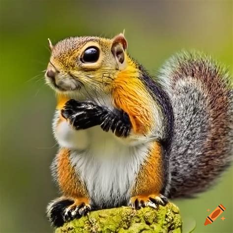 A Whimsical Striped Hybrid Creature Inspired In Both Squirrels An