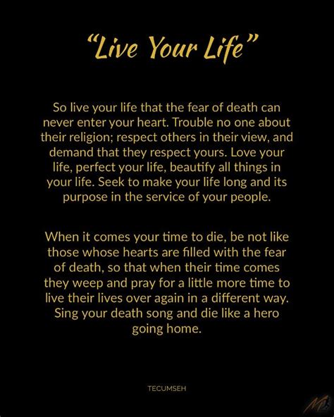Act of Valor Poem | Tecumseh "Live your life"