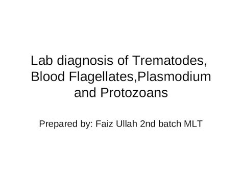 Ppt Lab Diagnosis Of Trematodes Blood Flagellates Plasmodium And