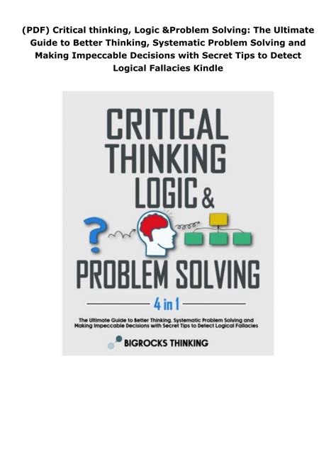 PDF Critical Thinking Logic Problem Solving The Ultimate Guide To