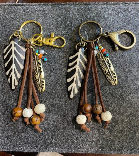 Bone Arrowhead Keychain Brown Arrowhead Keychain Native Etsy