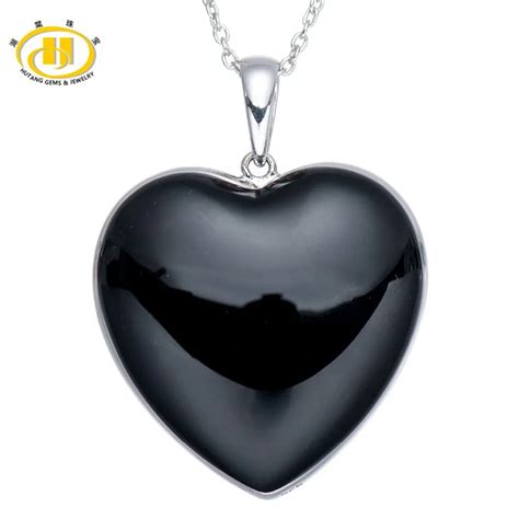 Hutang Heart Shape Black White Onyx Double Side Solid 925 Sterling