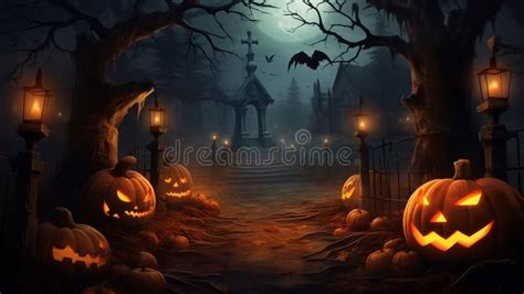 Three Jack O Lantern At Dark Stock Illustration Illustration Of Howl