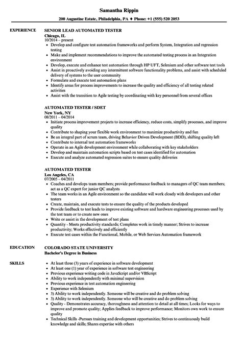 Automation Tester Roles And Responsibilities Resume