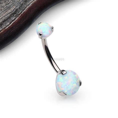 Implant Grade Titanium Internally Threaded Opal Prong Belly Etsy