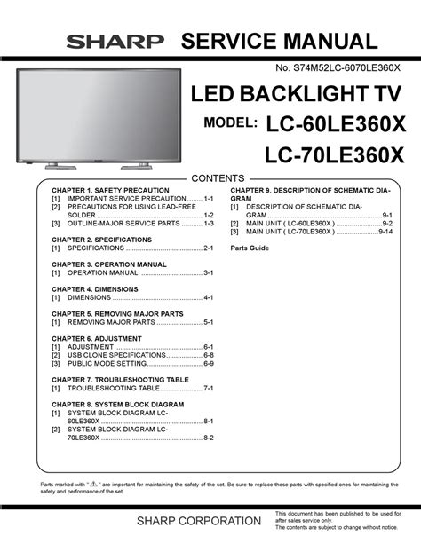 Sharp Lc Le U Manual