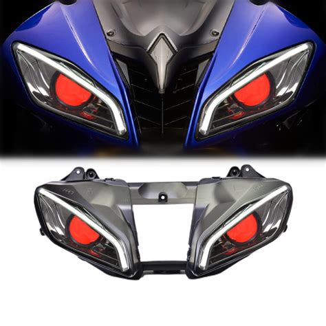 至上 ヘッドライト ヤマハYZF R6 06 07のための赤い悪魔の天使の目の組み立てヘッドライトプロジェクター Red Demon