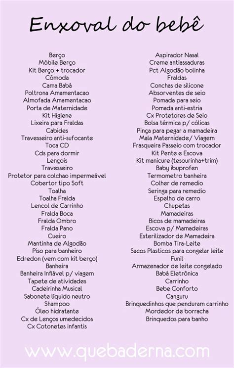 Lista De Presentes Para Cha De Bebe