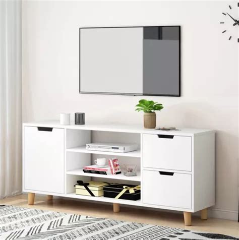 Rack Mueble Para Tv 120x30x55cm 2 Tiras 1 Puerta Melamina Envío gratis