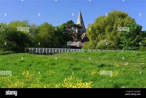 White Bridge Over The Cuckmere River At Alfriston East Sussex And The