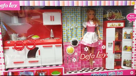 Satisfying Unboxing Barbie Doll Defa Lucy Kitchen Set Up Satisfying