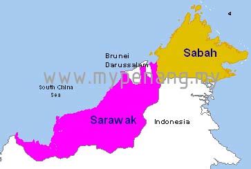 Map of East Malaysia