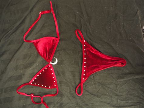 Velvet Bikini Tiny Studded Alternative Witch Clothing Wicca Etsy