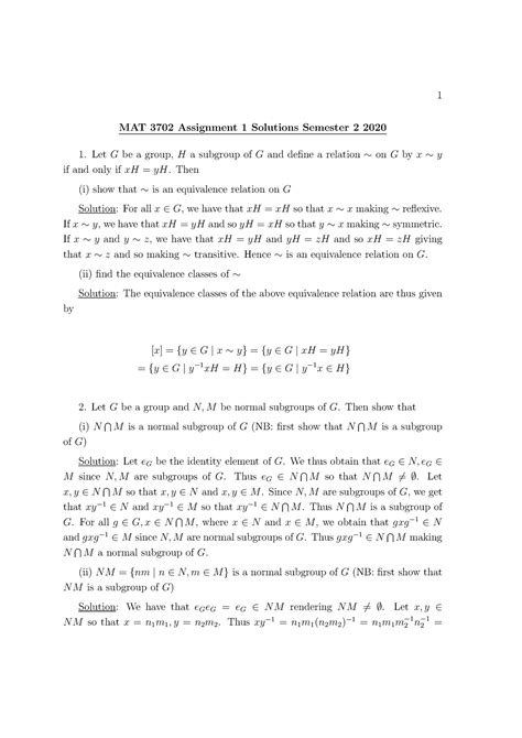 Mat Assignment Solutions Mat Assignment Solutions Semester