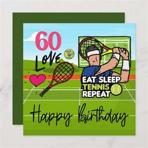 Tennis 60th Birthday To Tennis Player With Love Card Zazzle 60th