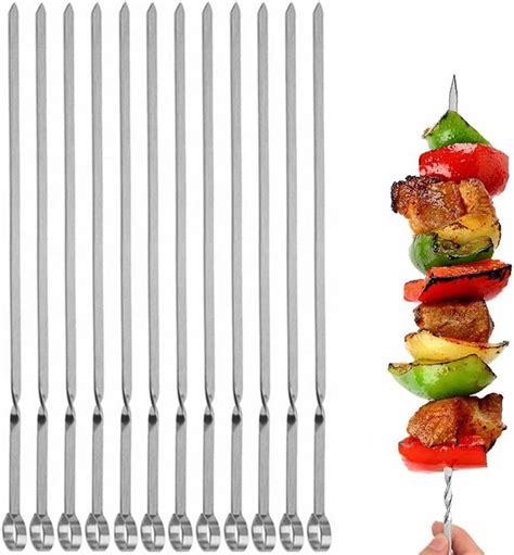 Artrylin Skewers For Grilling 15 Long Flat Skewers Kabob Metal