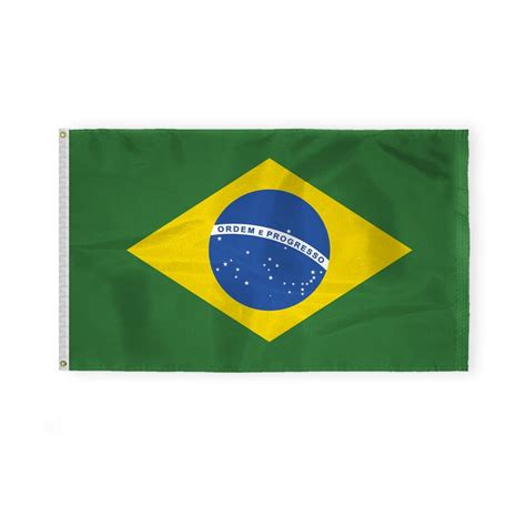 AGAS Brazil Flag 3x5 Ft 200D Nylon Stitched Edges Canvas Header