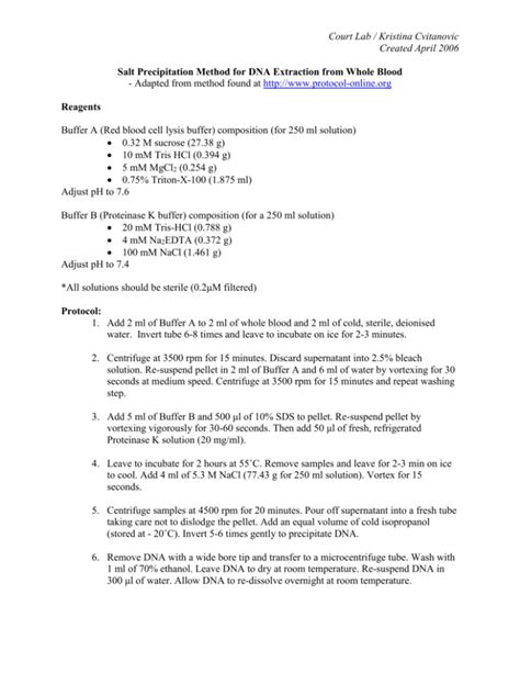 DNA extraction from whole blood by salt ppt