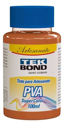 Tinta Pva 100 Ml Super Color Tek Bond Arte Artesanato Mdf Cor Laranja