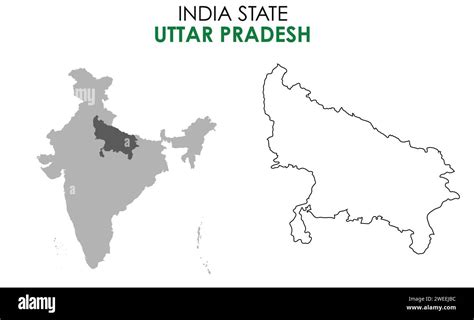 Uttar Pradesh Map Of Indian State Uttar Pradesh Map Vector