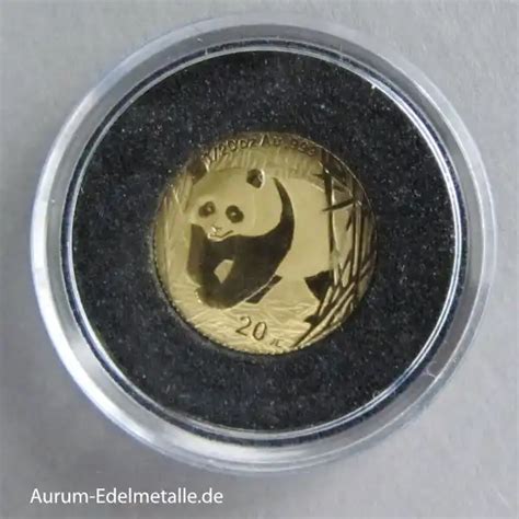 China Panda 20 Yuan 1 20 oz Goldmünze 2002 Aurum Goldshop