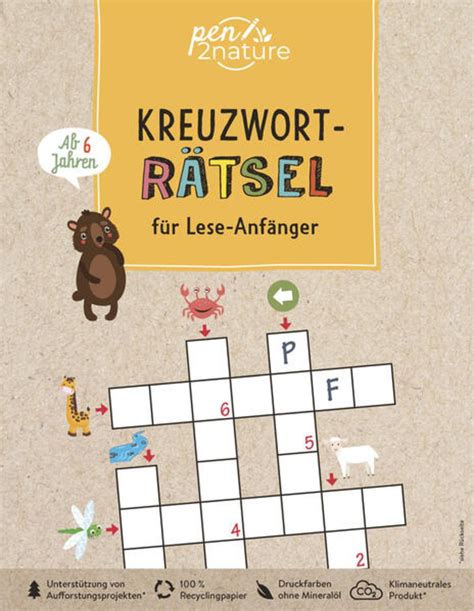 Kreuzworträtsel für Lese Anfänger Bunter Rätselspaß für Kinder ab 6