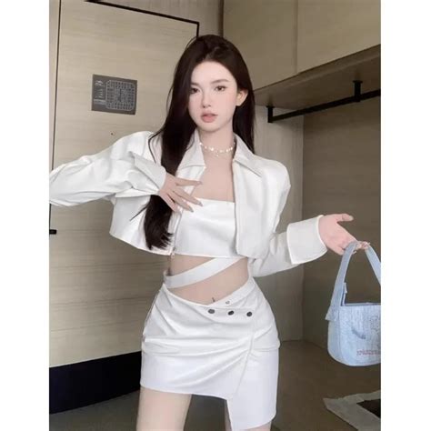 Sweet Hot Girl Suit Women S Autumn Sexy Long Sleeved Coat Top High Waist Mini Skirt