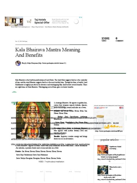 Kala Bhairava Mantra Meaning and Benefits PDF | PDF | Astrological Sign