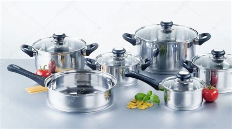 Stainless steel pots and pans — Stock Photo © ajafoto #2759183