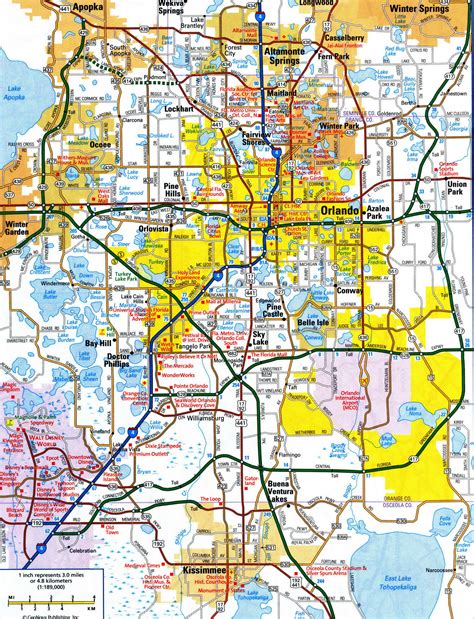 road map  orlando florida usa street area detailed  highway large